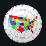 USA Patchwork Map Dart Board<br><div class="desc">An outline map of TheUnited States of America in patchwork style over a white background</div>