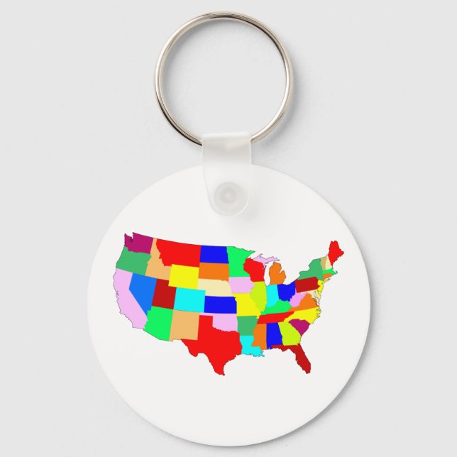 USA Patchwork Map Keychain (Front)