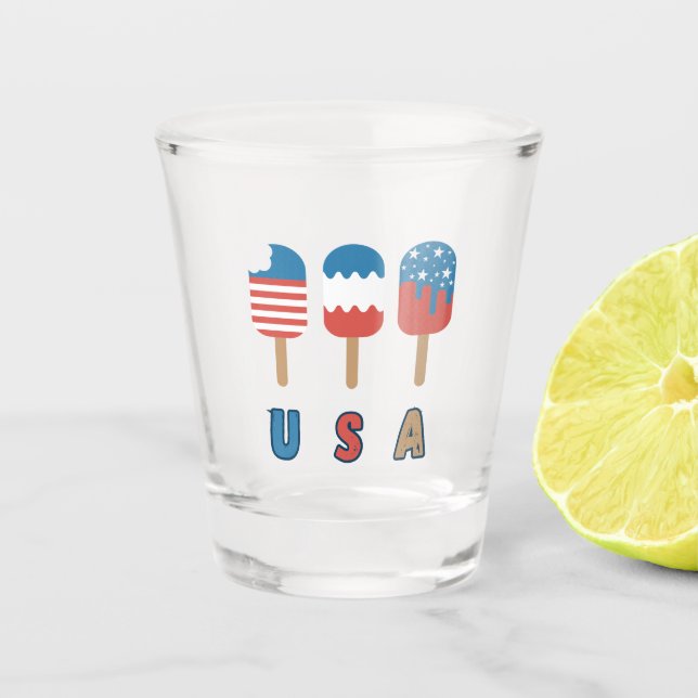 USA Patriot July 4th Independence Day Popsicles Shot Glass (Front)