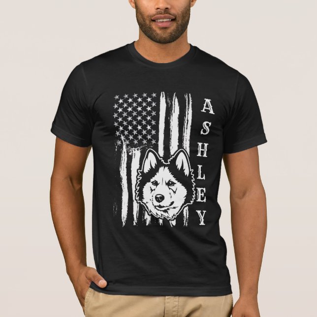 USA Patriot Siberian husky Dog US Pet T-Shirt (Front)