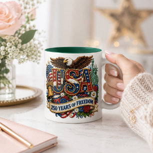 USA Patriotic 250th 4th of July celebration Two-T Two-Tone Coffee Mug