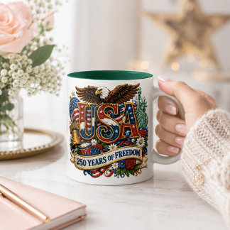 USA Patriotic 250th 4th of July celebration Two-T Two-Tone Coffee Mug