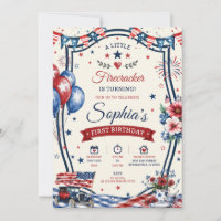 USA Patriotic 4th of July Birthday Party Invite
