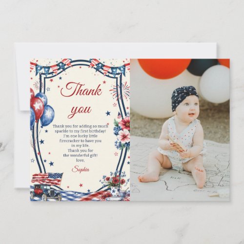 USA Patriotic 4th of July Birthday Thank You Card
