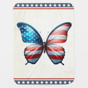 USA/patriotic 4th of July butterfly Baby Blanket