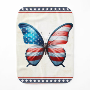 USA/patriotic 4th of July butterfly Baby Burp Cloth