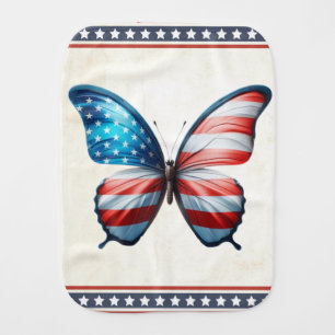 USA/patriotic 4th of July butterfly Baby Burp Cloth