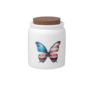 USA/patriotic 4th of July butterfly Candy Jar