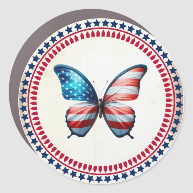 USA/patriotic 4th of July butterfly Car Magnet (Front)