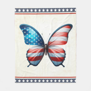 USA/patriotic 4th of July butterfly Fleece Blanket