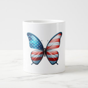 USA/patriotic 4th of July butterfly Giant Coffee Mug