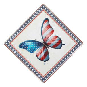USA/patriotic 4th of July butterfly Graduation Cap Topper