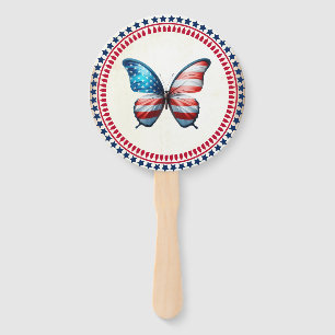 USA/patriotic 4th of July butterfly Hand Fan