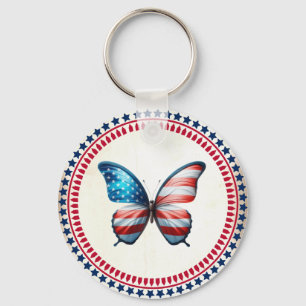 USA/patriotic 4th of July butterfly Keychain