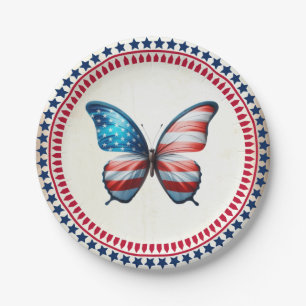 USA/patriotic 4th of July butterfly Paper Plates