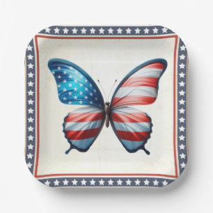 USA/patriotic 4th of July butterfly Paper Plates