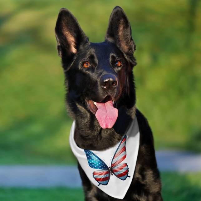 USA/patriotic 4th of July butterfly Pet Bandana Collar (Dog)