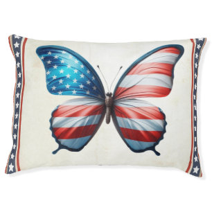 USA/patriotic 4th of July butterfly Pet Bed
