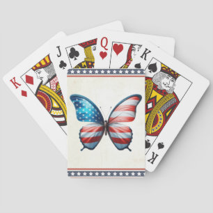 USA/patriotic 4th of July butterfly Poker Cards