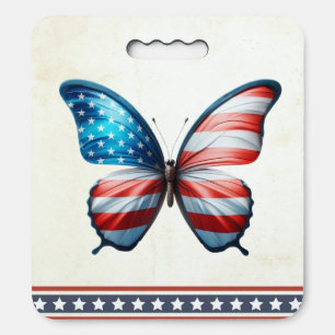 USA/patriotic 4th of July butterfly Seat Cushion