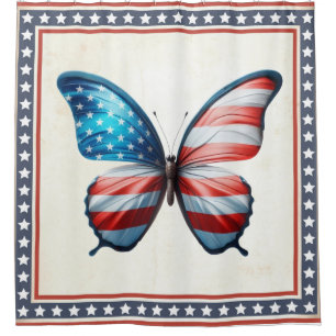 USA/patriotic 4th of July butterfly Shower Curtain