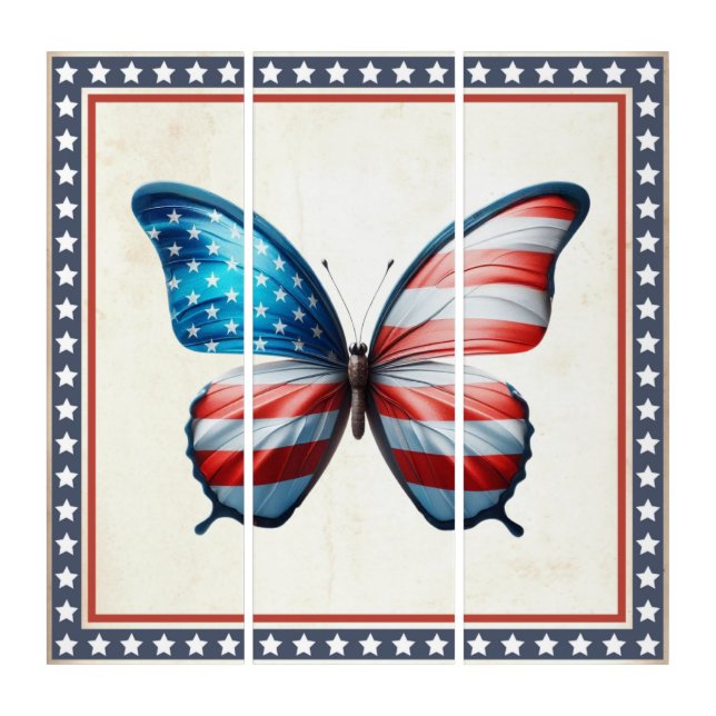 USA/patriotic 4th of July butterfly Triptych (Front)