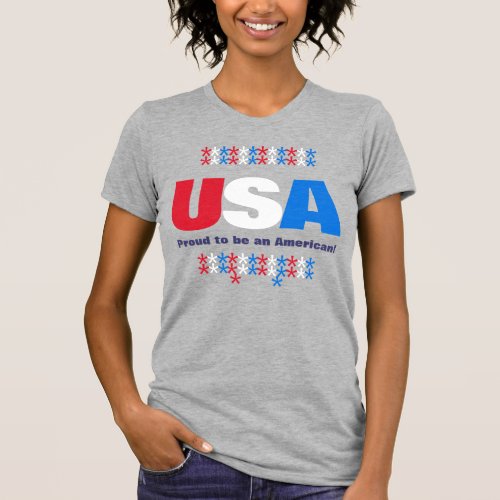 USA Patriotic 50 Stars Red White Blue T_Shirt