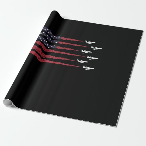 USA Patriotic American Airplane Formation Flight Wrapping Paper