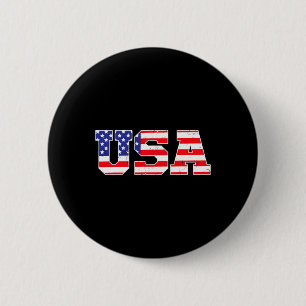 Usa - Patriotic American Flag 4th Of July Button