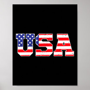 Usa - Patriotic American Flag 4th Of July Poster