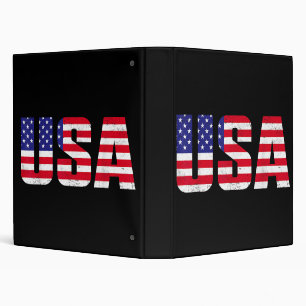 USA Patriotic American Flag For Men Women Kids Boy 3 Ring Binder