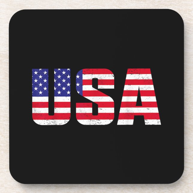 USA Patriotic American Flag For Men Women Kids Boy Beverage Coaster (Front)