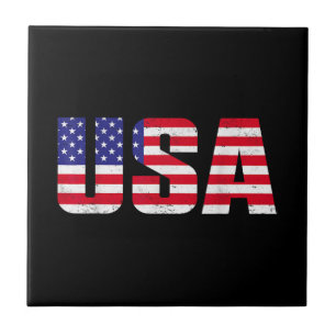 USA Patriotic American Flag For Men Women Kids Boy Ceramic Tile