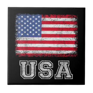 USA Patriotic American Flag For Men Women Kids Boy Ceramic Tile