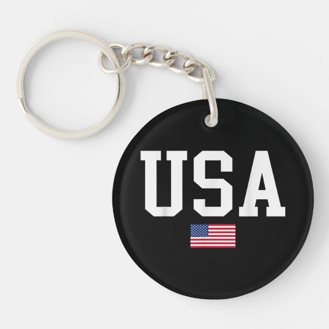 USA Patriotic American Flag For Men Women Kids Boy Keychain (Front)