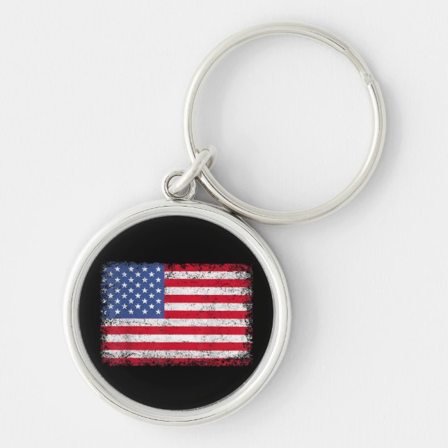 USA Patriotic American Flag For Men Women Kids Boy Keychain (Front)