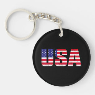 USA Patriotic American Flag For Men Women Kids Boy Keychain