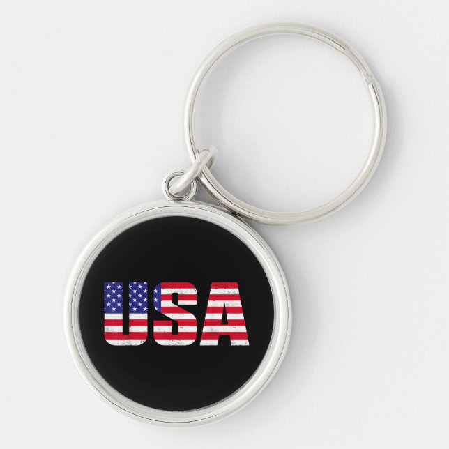 USA Patriotic American Flag For Men Women Kids Boy Keychain (Front)