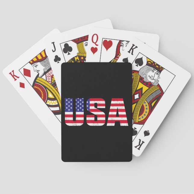 USA Patriotic American Flag For Men Women Kids Boy Poker Cards (Back)