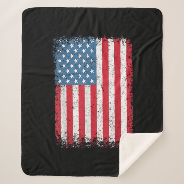 USA Patriotic American Flag For Men Women Kids Boy Sherpa Blanket (Front)