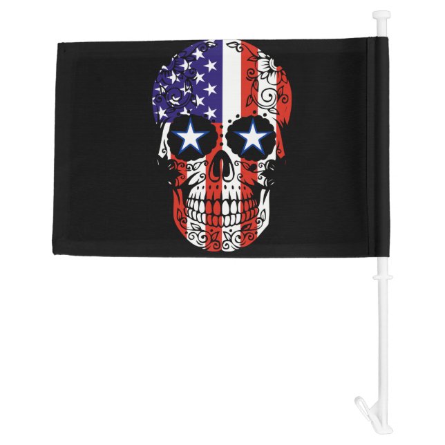 USA Patriotic American Flag Sugar Skull (Back)