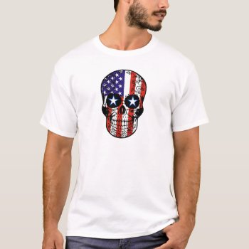 Usa Patriotic American Flag Sugar Skull T-shirt by TattooSugarSkulls at Zazzle