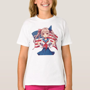 USA patriotic anime girl T-Shirt