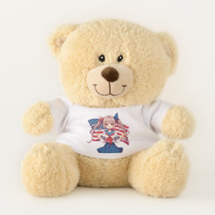 USA patriotic anime girl Teddy Bear