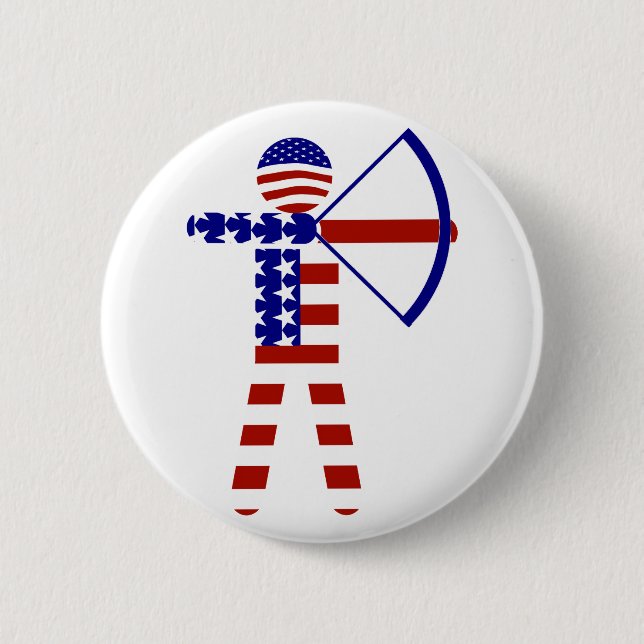 USA Patriotic Archery Pinback Button (Front)