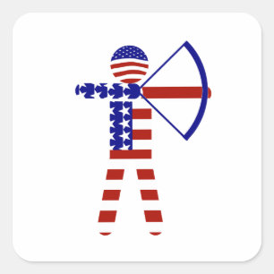 USA Patriotic ARCHERY Square Sticker