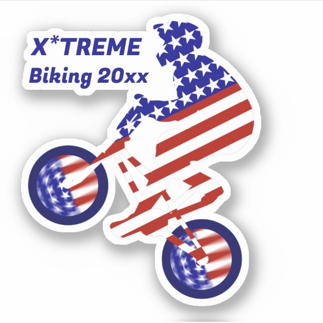 USA Patriotic Biking BMX Sticker (Front)