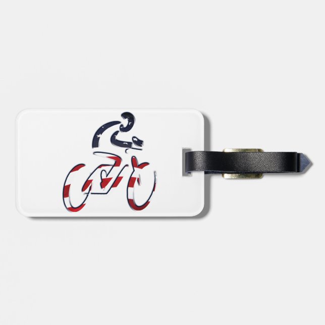 USA Patriotic Biking CYCLING Luggage Tag (Back Horizontal)