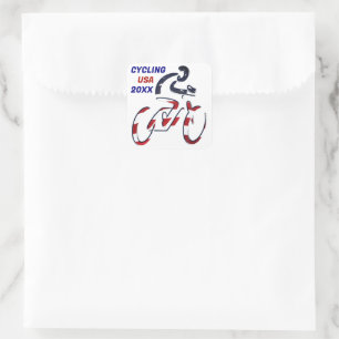 USA Patriotic Biking CYCLING Square Sticker