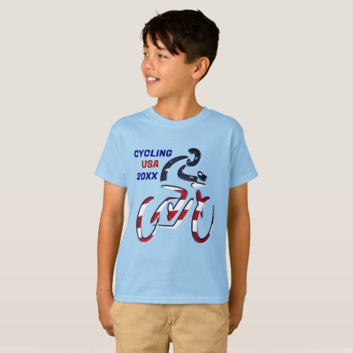 USA Patriotic Biking CYCLING T_Shirt